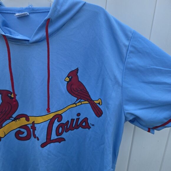 St. Louis Cardinals Shane Co. Short Sleeve Hoodie Shirt Light Blue Size XL SGA - Picture 3 of 10